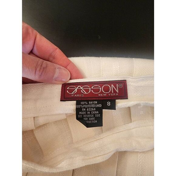 Vintage Sasson pleated skirt size 8 off white - Picture 5 of 8